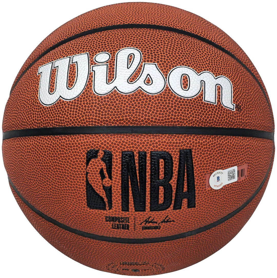 Tony Parker Signed Authentic Leather Spurs Logo Basketball Spurs Beckett Witness