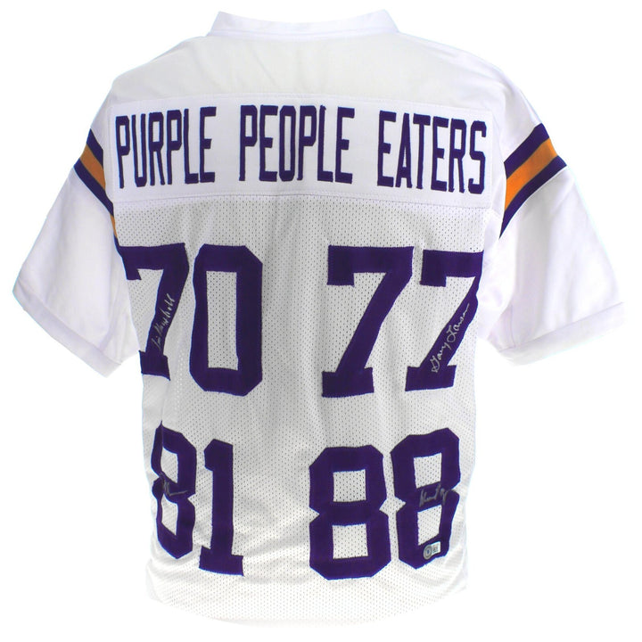 Purple People Eaters Autographed Minnesota Vikings White Jersey BAS COA Signed