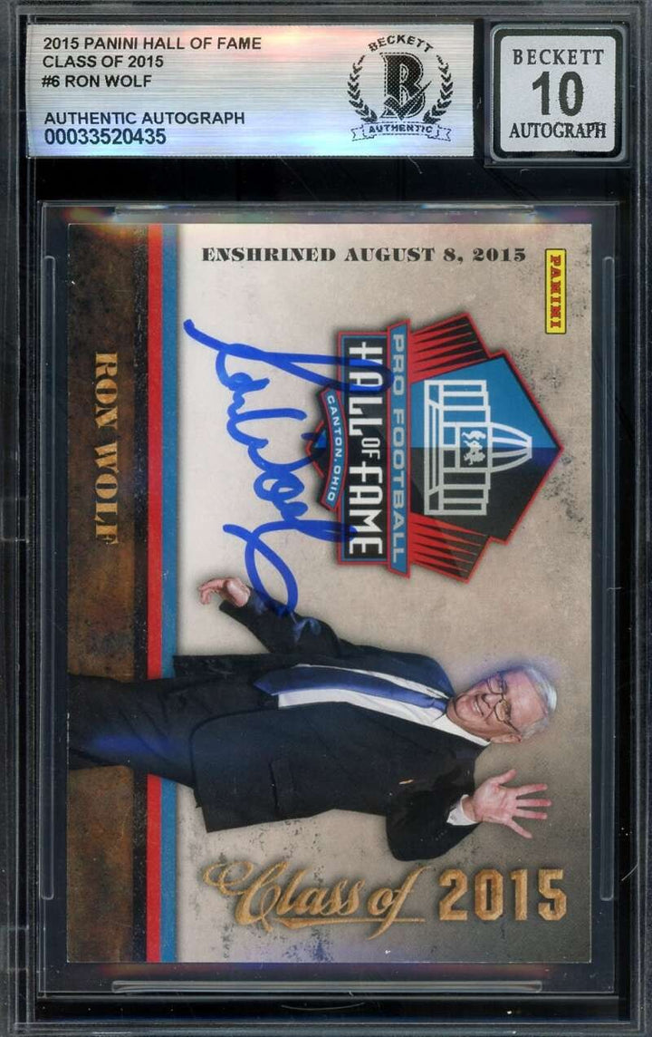 Ron Wolf Gem Mint 10 Beckett BAS Signed 2015 Panini Hall of Fame Autograph