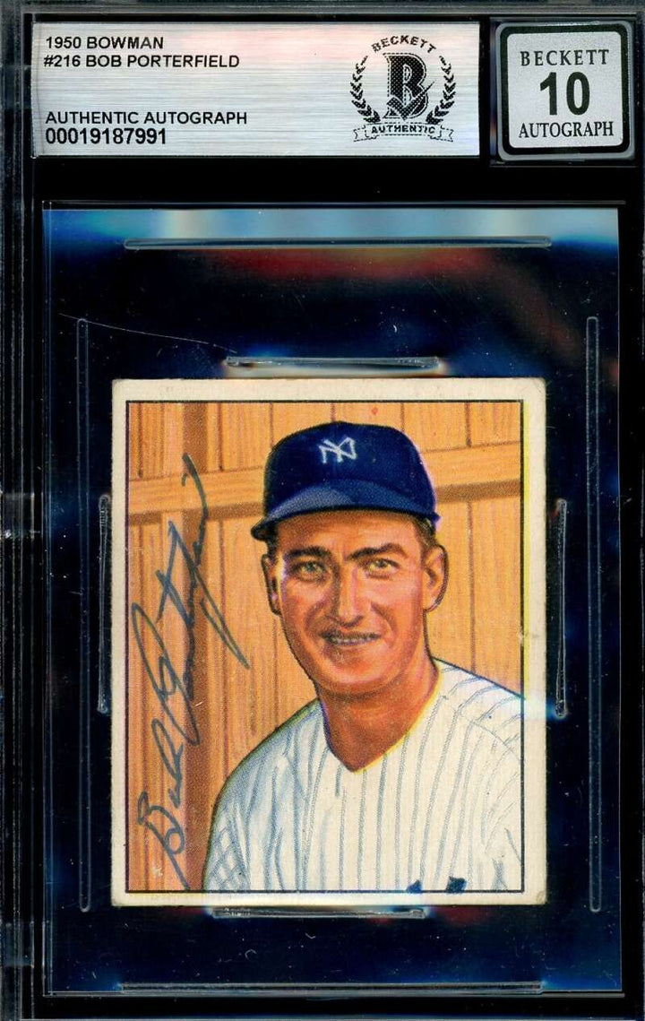 Bob Porterfield Gem Mint 10 Beckett BAS Signed 1950 Bowman Autograph