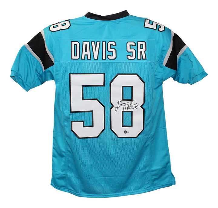 Thomas Davis Autographed/Signed Pro Style Blue XL Jersey Beckett 40165