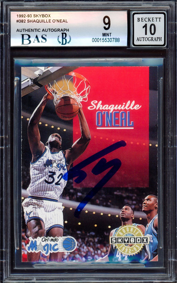 Shaquille Shaq O'Neal Auto 1992-93 Skybox RC 382 Magic BGS 9 Auto GM 10 Beckett