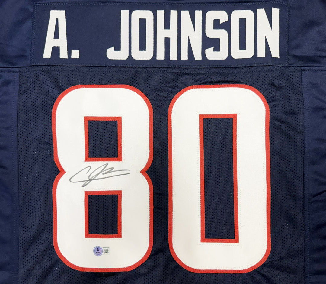 Andre Johnson Signed Houston Texans Blue Jersey Beckett BAS Witness