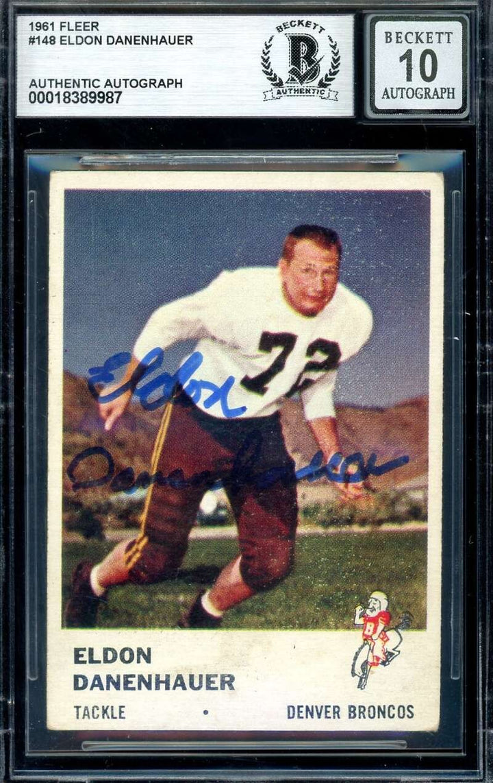 Eldon Danehauer Gem Mint 10 Beckett BAS Signed 1961 Fleer Rookie Autograph
