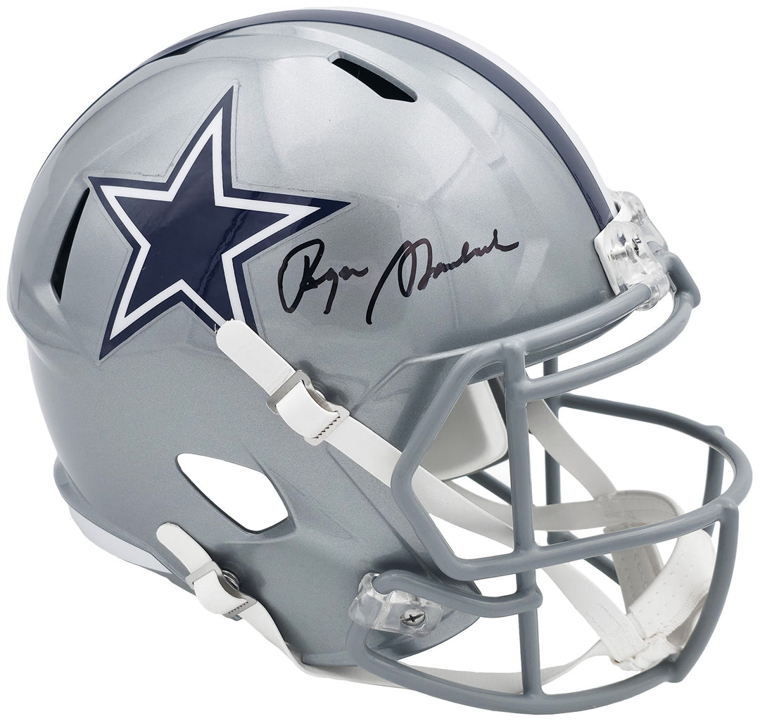 Roger Staubach Signed Cowboys Silver Full Size Speed Replica Helmet Beckett Wit