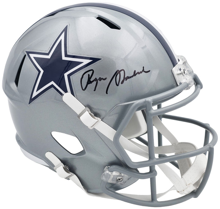 Roger Staubach Signed Cowboys Silver Full Size Speed Replica Helmet Beckett Wit