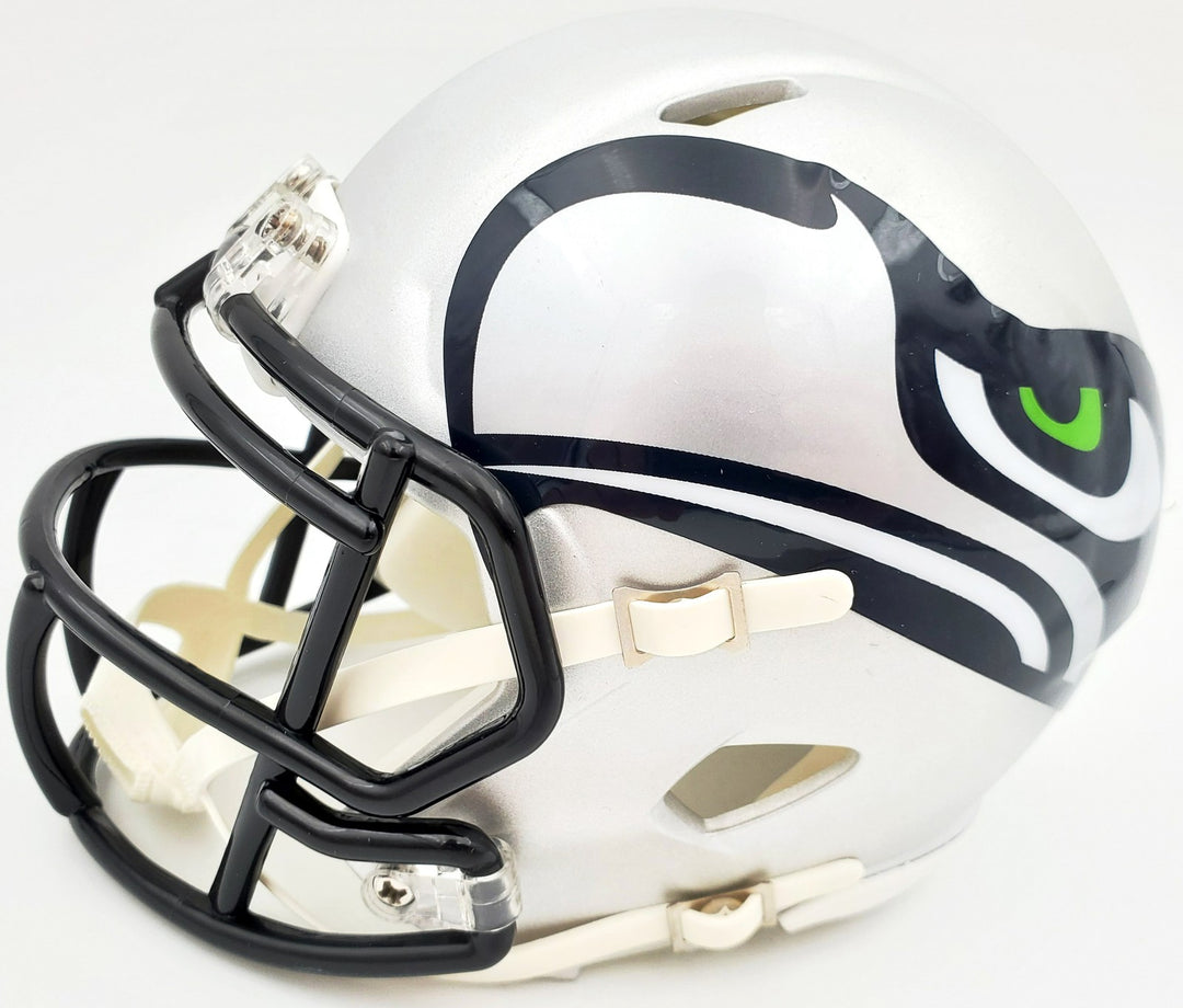 Russell Wilson Signed AMP Seattle Seahawks Speed Mini Helmet In Black RW Holo