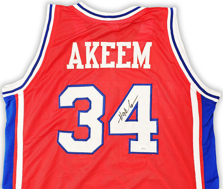 Houston Cougars Hakeem Olajuwon Autographed Signed Red Jersey JSA