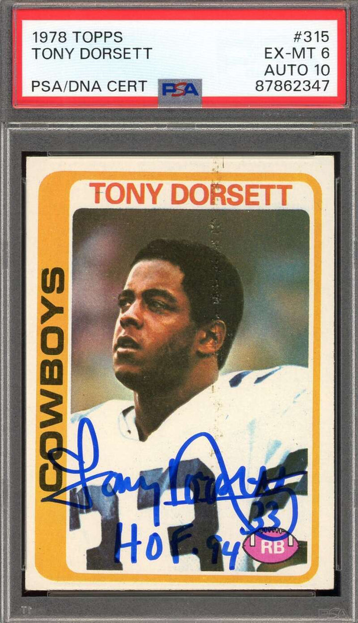 Tony Dorsett Gem Mint 10 PSA DNA Signed 1978 Topps Rookie Autograph
