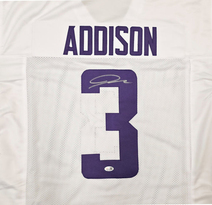 Minnesota Vikings Jordan Addison Signed White Jersey JSA Witness