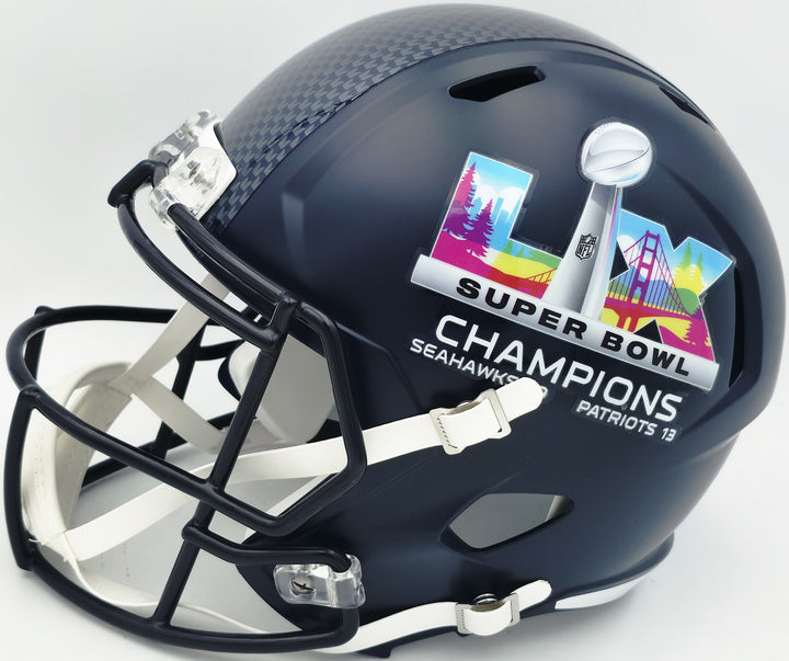 Rashid Shaheed Signed Seahawks Blue Full Size SB LX Champions Logo Speed