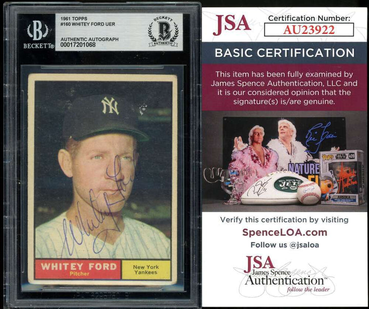 Whitey Ford Beckett BAS JSA COA Signed 1961 Topps Autograph