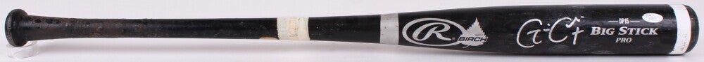 GAVIN CECCHINI SIGNED GAME USED RAWLINGS BIG STICK PRO BIRCH BASEBALL BAT w/ JSA