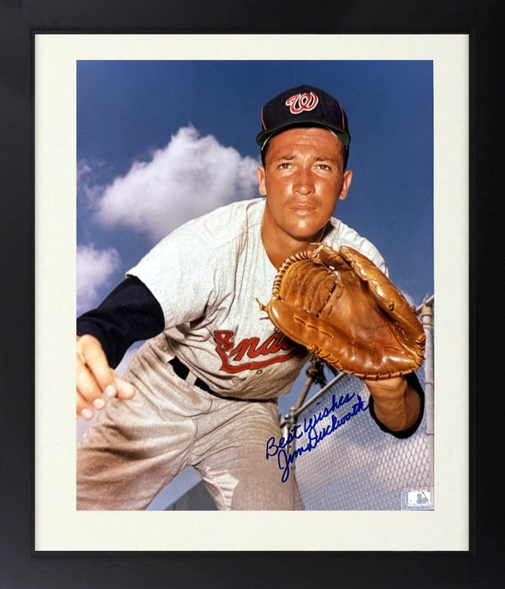Jim Duckworth signed Washington Nationals MLB 8x10 Photo Framed imperfect - COA