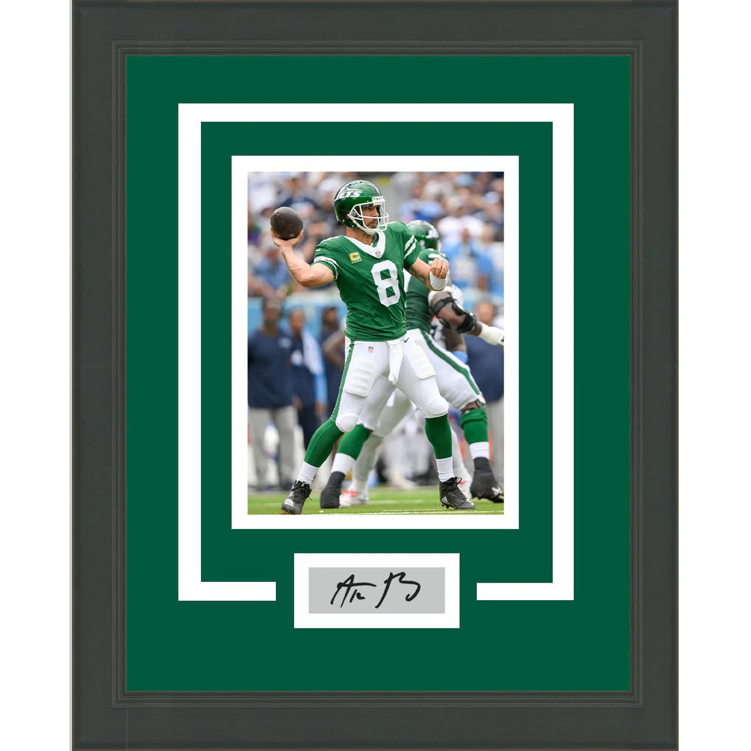 Framed Aaron Rodgers Laser Engraved Signature Auto New York Jets 14x17 Photo