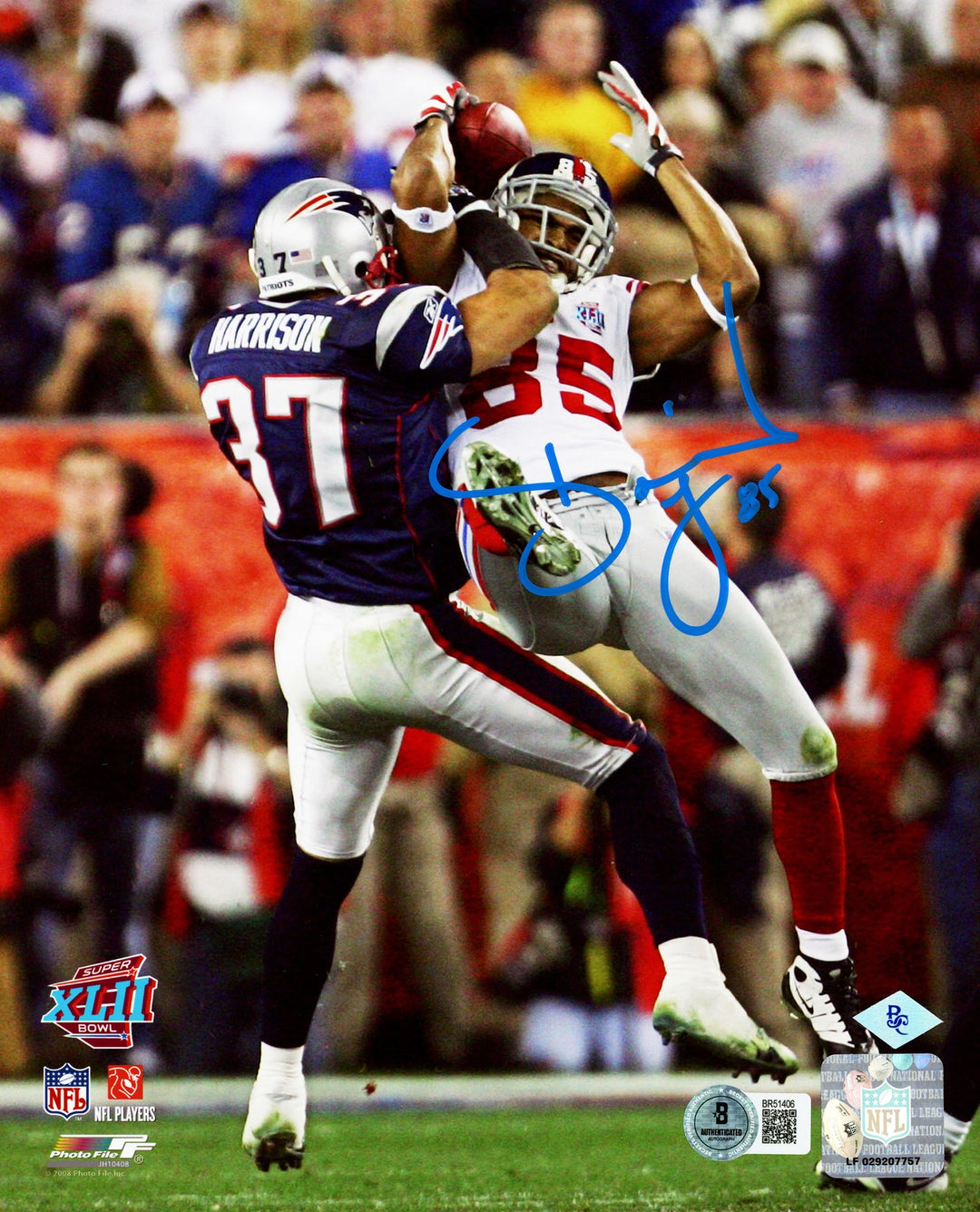 David Tyree Auto Signed 8x10 Photo Giants Super Bowl XLII Helmet Catch Beckett