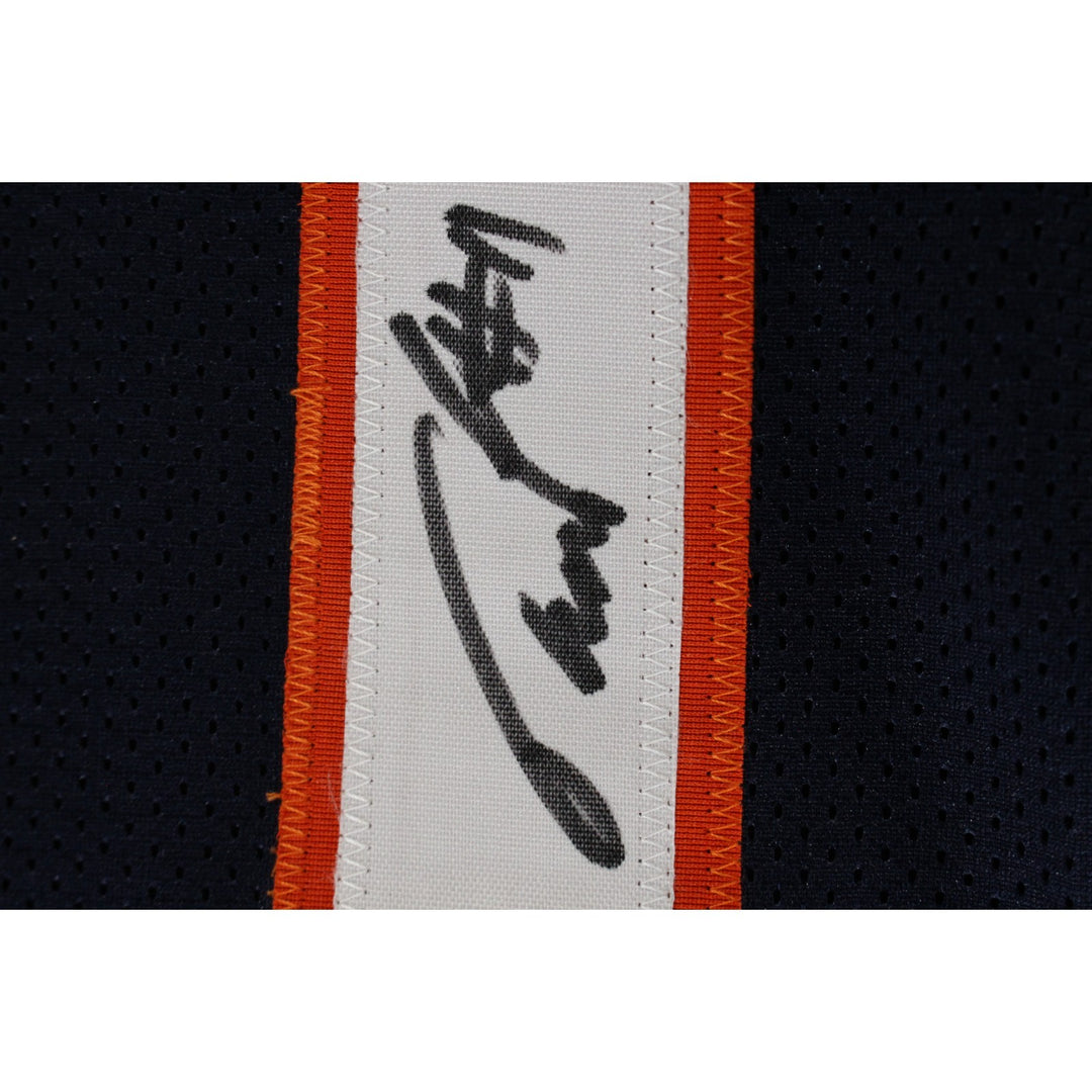 Troy Franklin Autographed/Signed Pro Style XL Blue Jersey Beckett 53867