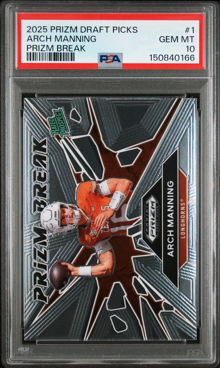 Graded 2025 Prizm DP Arch Manning #1 Prizm Break RC Football Card PSA 10