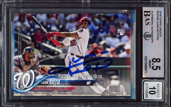 Juan Soto Signed 2018 Topps Update RC US104 Mets BGS 8.5 Auto GM 10 Beckett