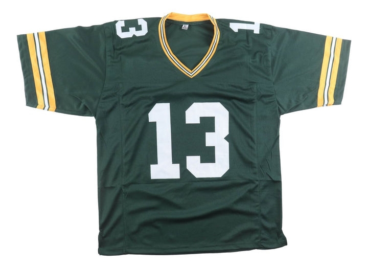 Dontayvion Wicks Green Bay Signed Green Football Jersey JSA QR Hologram