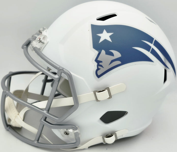 Mike Vrabel Signed Patriots White Rivalries Full Size Helmet JSA Witness