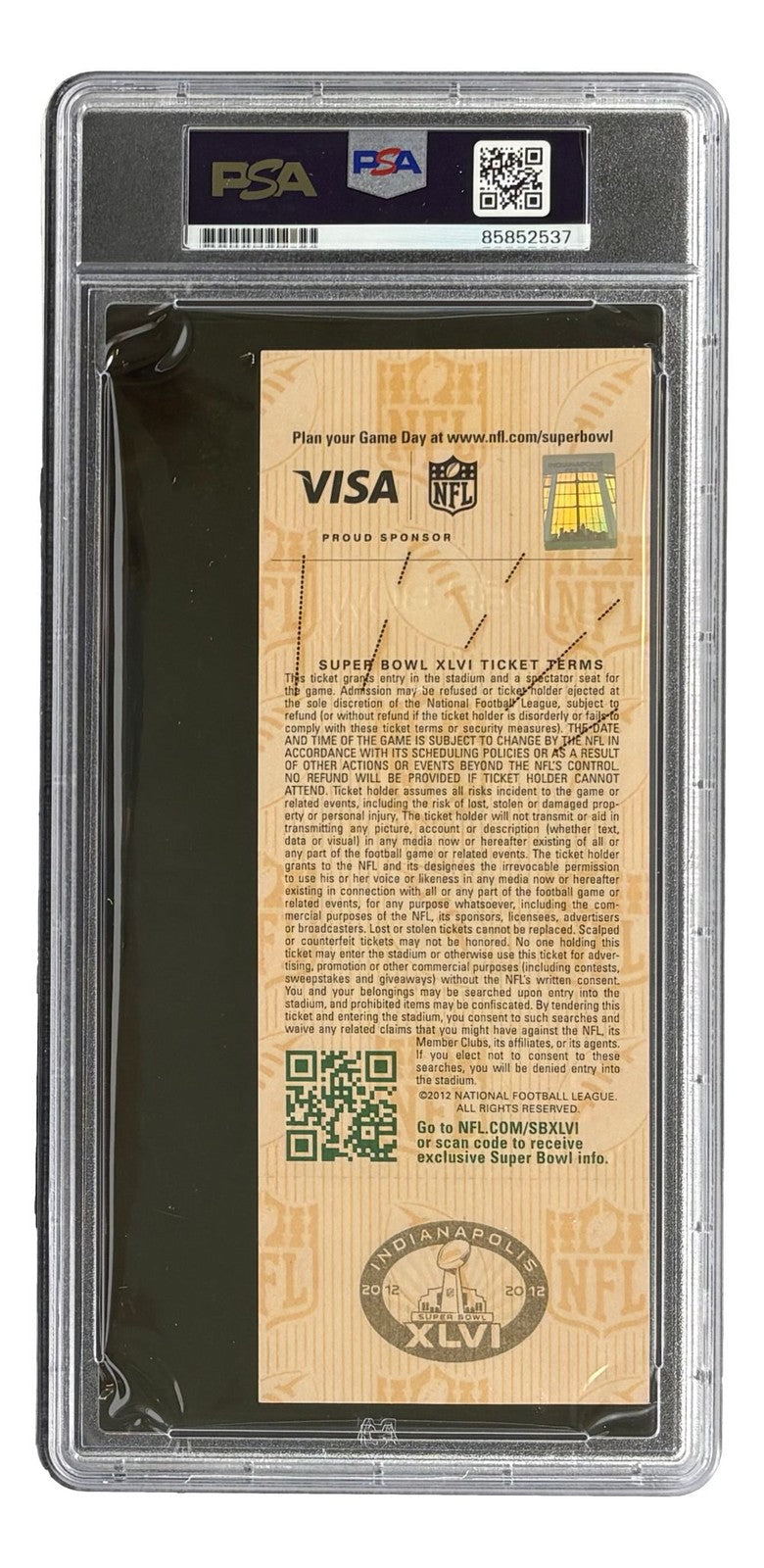 Eli Manning New York Giants Signed Super Bowl XLVI Ticket PSA/DNA Auto 10