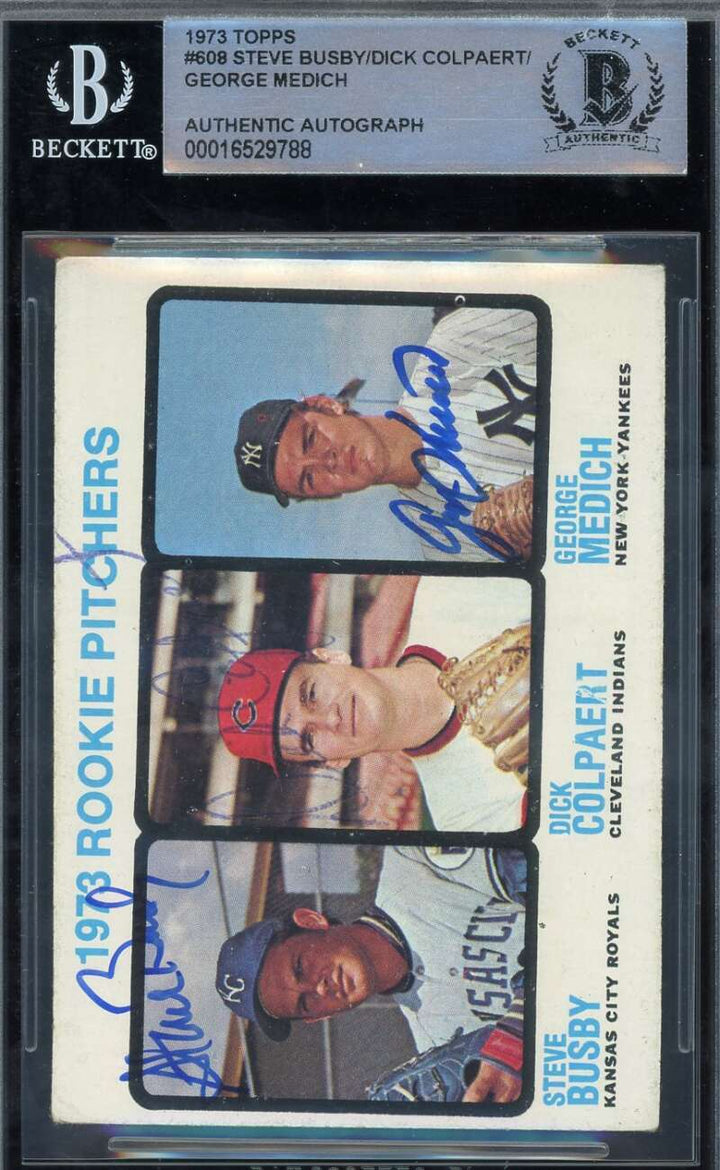Busby Colpaert Medich Beckett BAS Signed 1973 Topps Rookie Autographed