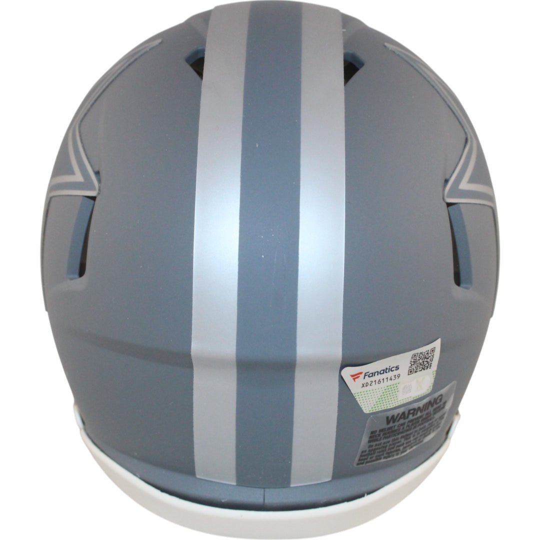 Troy Aikman Autographed/Signed Dallas Cowboys Slate Mini Helmet Fanatics 50318