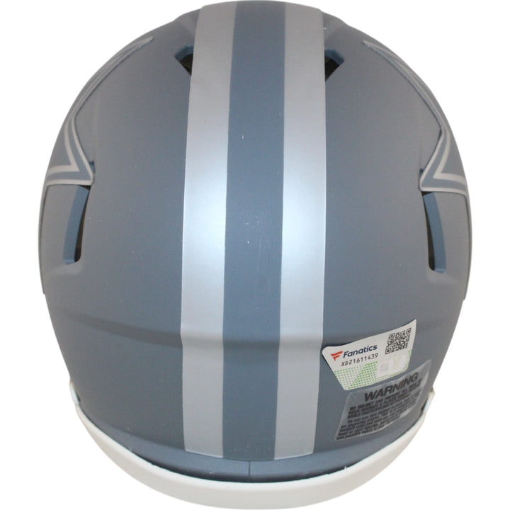 Troy Aikman Autographed/Signed Dallas Cowboys Slate Mini Helmet Fanatics 50318