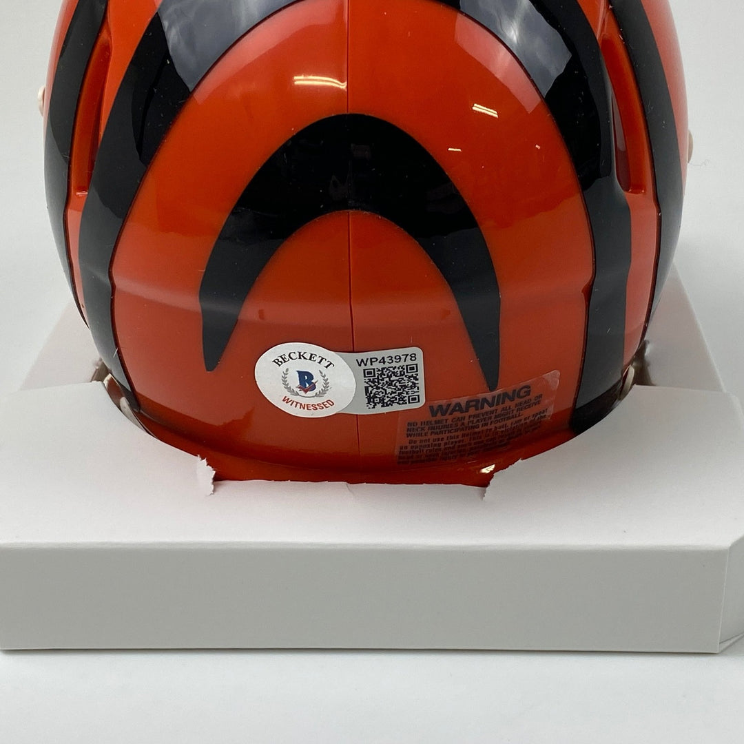 Autographed/Signed Chad Johnson Ochocinco Bengals Mini Helmet BAS COA