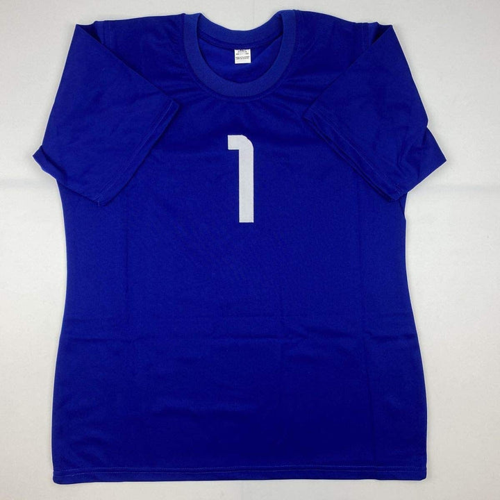 Autographed/Signed Hope Solo Blue Soccer Team USA World Cup Jersey JSA COA