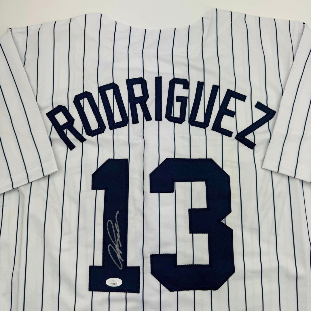 Autographed/Signed Alex Rodriguez New York Pinstripe Jersey JSA COA