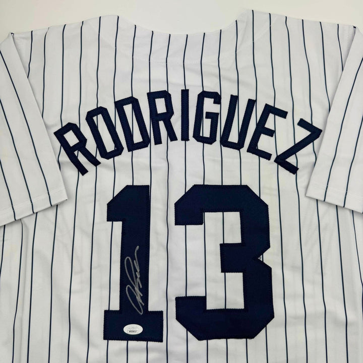 Autographed/Signed Alex Rodriguez New York Pinstripe Jersey JSA COA