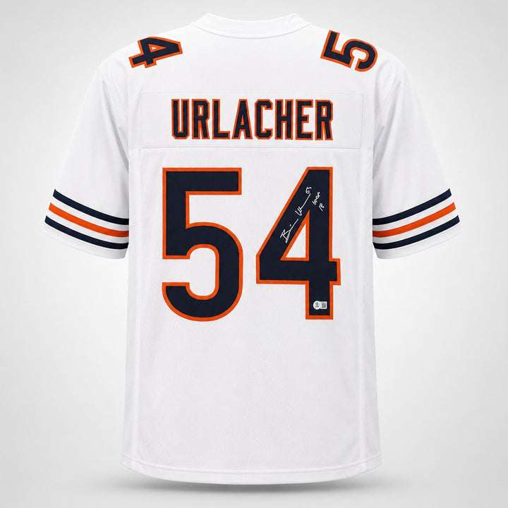 Chicago Bears Brian Urlacher Signed White Jersey "HOF 18" Beckett BAS Witness
