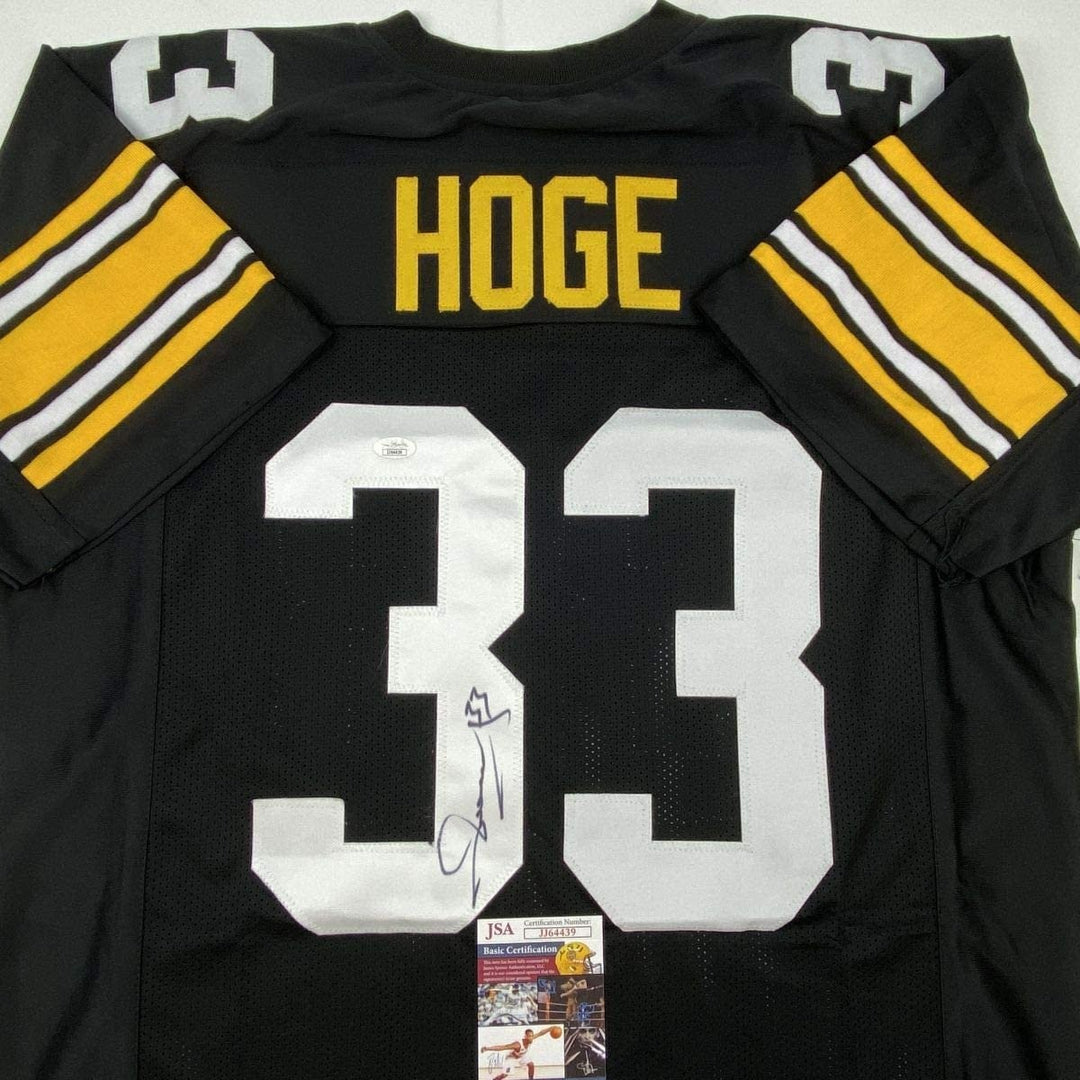 Autographed/Signed MERRIL HOGE Pittsburgh Black Jersey JSA COA Auto
