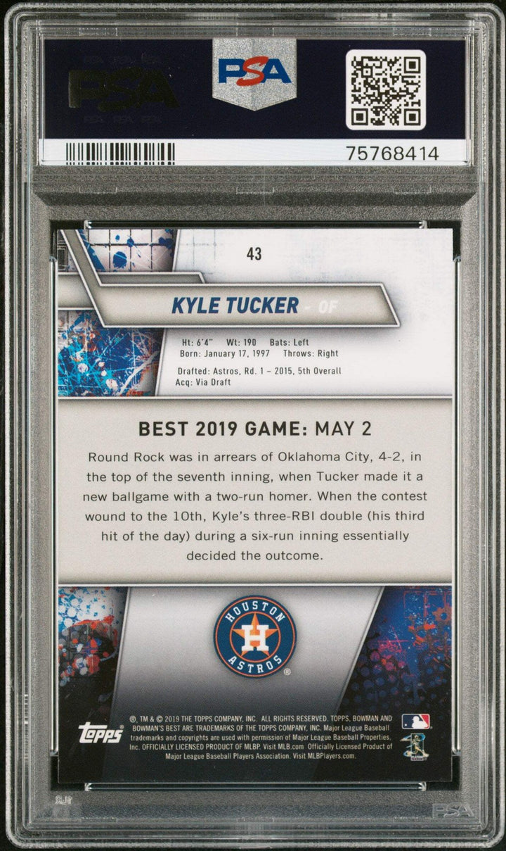 Graded 2019 Topps Bowmans Best Kyle Tucker #43 Rookie RC Baseball Card PSA 10