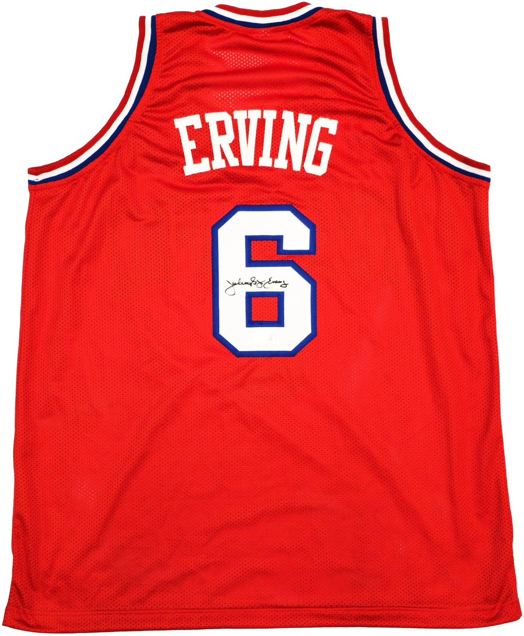 Philadelphia 76ers Julius "Dr. J" Erving Signed Red Jersey Beckett Wit