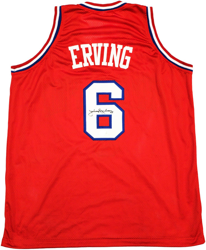 Philadelphia 76ers Julius "Dr. J" Erving Signed Red Jersey Beckett Wit