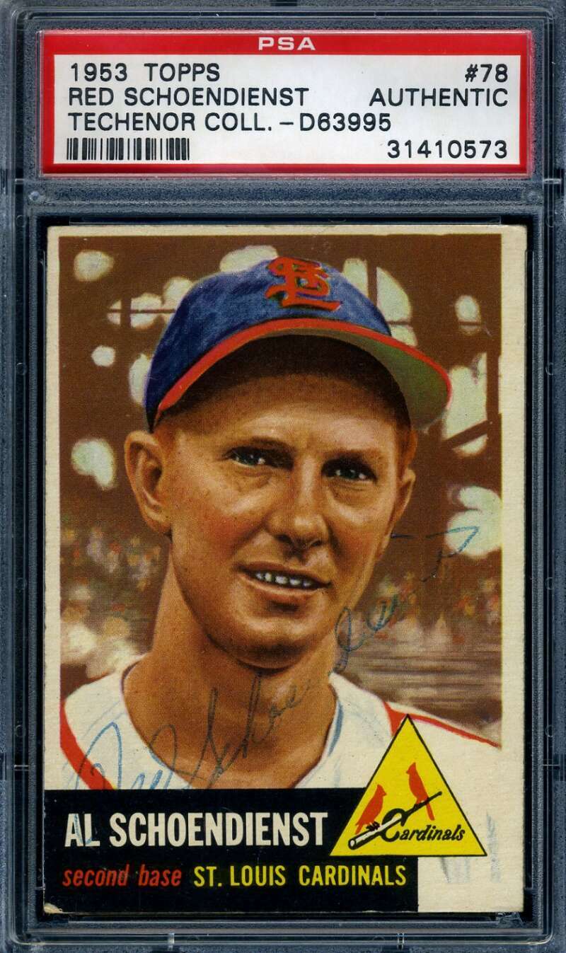Red Schoendienst PSA DNA Coa Signed 1953 Topps Autograph