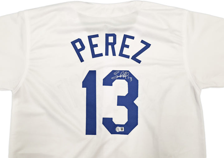 Kansas City Royals Salvador Perez Signed White Jersey Beckett Wit