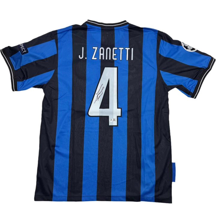 Autographed/Signed Javier Zanetti Inter Milan Futbol Jersey Beckett COA