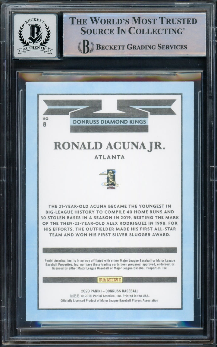 Ronald Acuna Jr. Signed 2020 Donruss Diamond Kings Card #8 Braves Auto 10