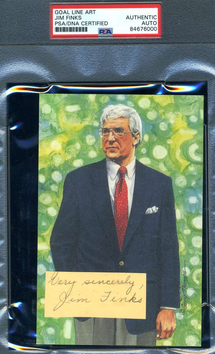 Jim Finks PSA DNA Slabbed Signed Goal Line Art Card Cut Autograph GLAC