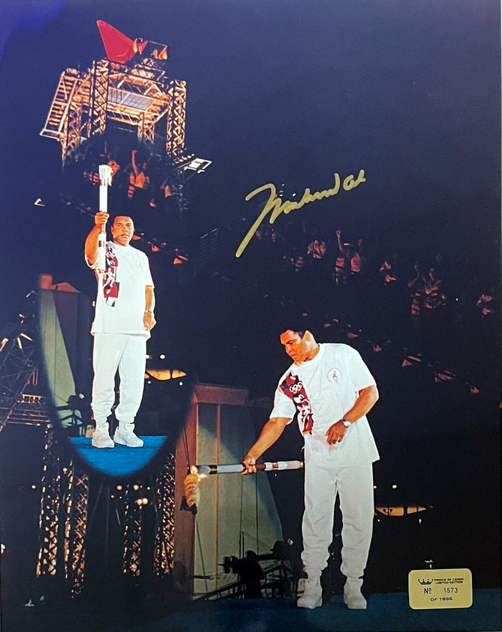 Muhammad Ali Signed 1996 Olympic Torch Ceremony 16x20 Photo /1996 -COA/Photo/VHS