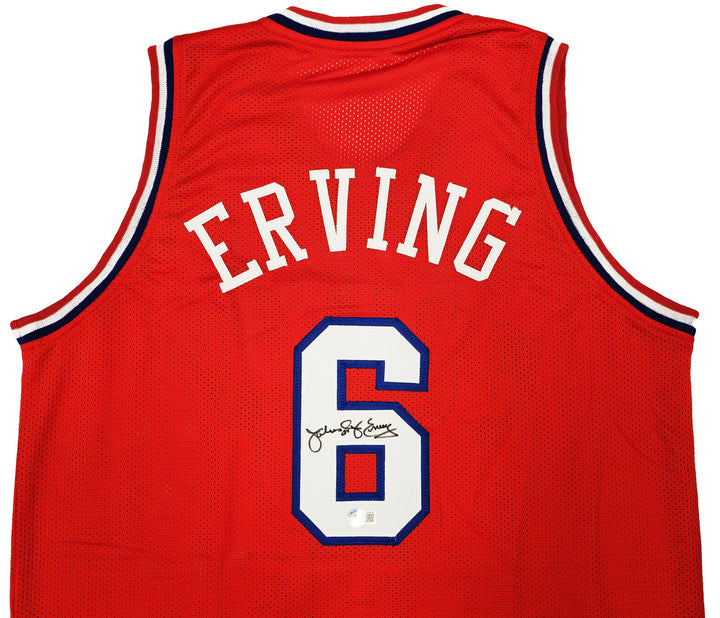 Philadelphia 76ers Julius "Dr. J" Erving Signed Red Jersey Beckett Wit