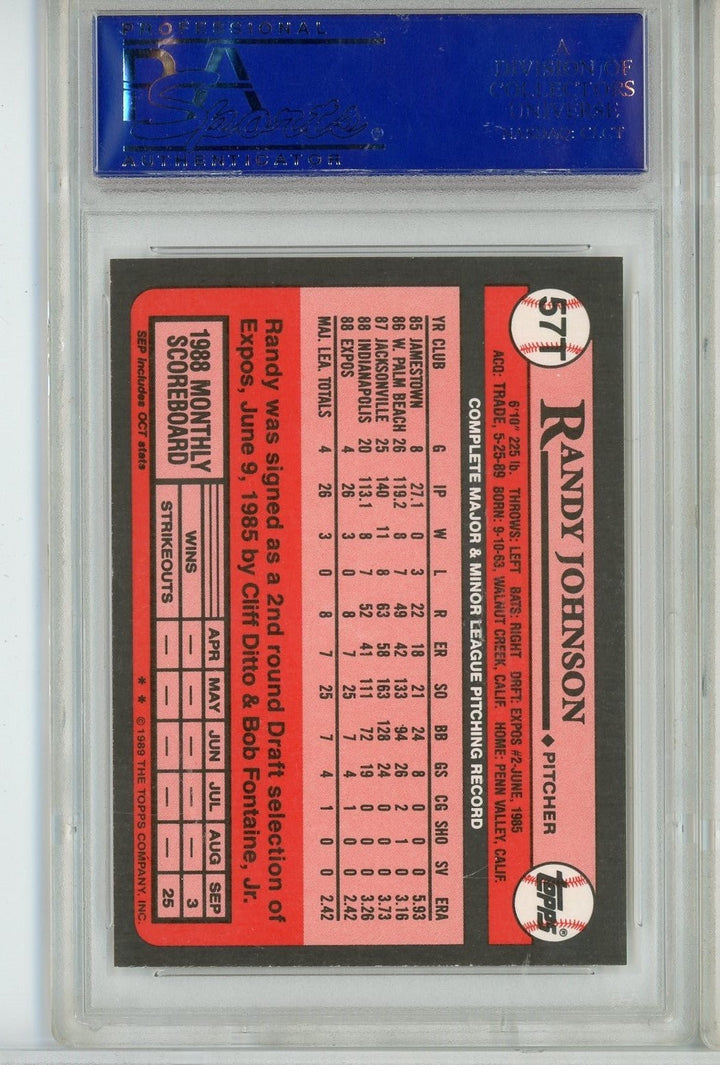 Graded 1989 Topps Traded Randy Johnson #57TTTT Rookie RC Card PSA 9
