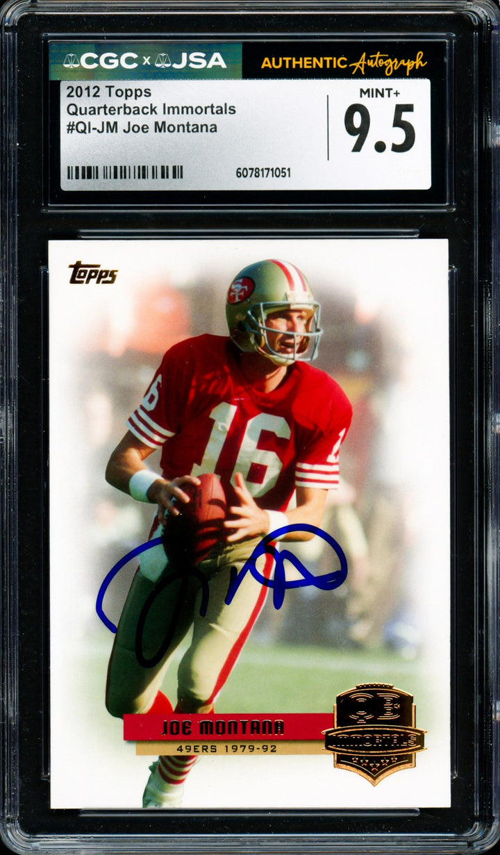 Joe Montana Auto 2012 Topps QB Immortals Card QI-JM 49ers Grade 9.5 CGCxJSA