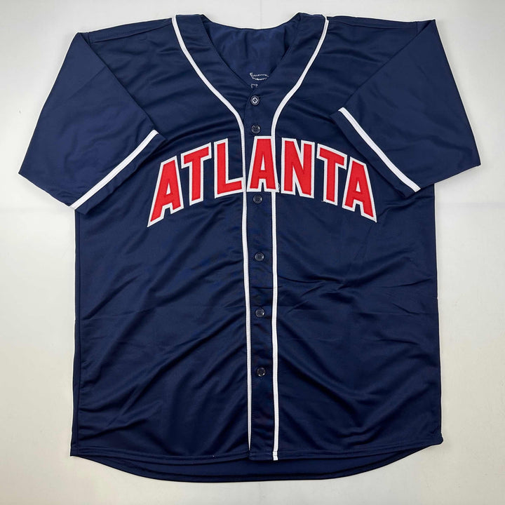 Facsimile Autographed Ronald Acuna Jr. Atlanta Blue Reprint Auto Jersey Men's XL