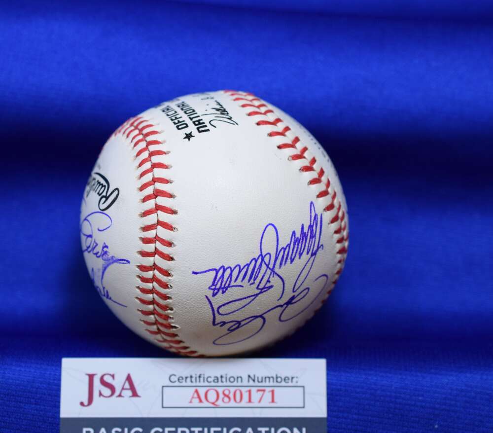 Garvey Baker Cey Smith Lopes Russell Yeager JSA Signed NL Baseball Dodgers