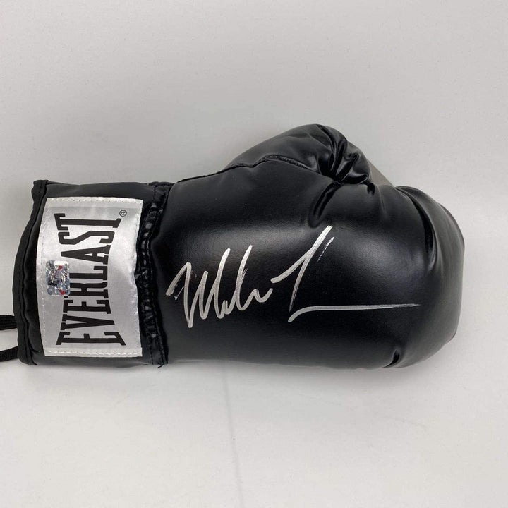 Autographed/Signed MIKE TYSON Imperfect Blk Everlast Boxing Glove Holo COA